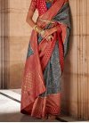 Blue and Red Silk Blend Designer Traditional Saree - 2