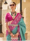 Aqua Blue and Rose Pink Traditional Designer Saree For Ceremonial - 1