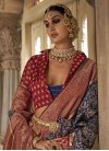 Silk Blend Woven Work Crimson and Navy Blue Designer Contemporary Saree - 2