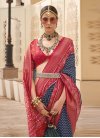 Crimson and Navy Blue Silk Blend Traditional Designer Saree For Ceremonial - 2