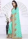 Faux Georgette Embroidered Work Trendy Classic Saree - 1