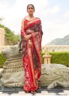 Coffee Brown and Red Stone Work Designer Traditional Saree - 1