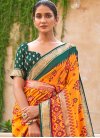 Bottle Green and Orange Stone Work Contemporary Style Saree - 1