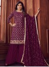 Faux Georgette Palazzo Straight Salwar Suit - 1