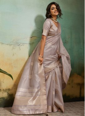 Tissue Classic Saree with Woven Work for Women in Beige