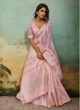 Cotton Silk Classic Saree with Woven Work in Pink