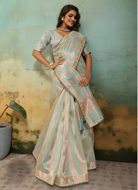 Woven Work Cotton Silk Classic Saree in Aqua Blue for Women