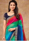 Faux Georgette Lace Work Contemporary Style Saree - 1