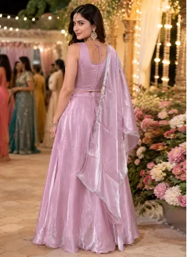 Beads Work Fendi Silk Readymade Lehenga Choli in Mauve for Festival