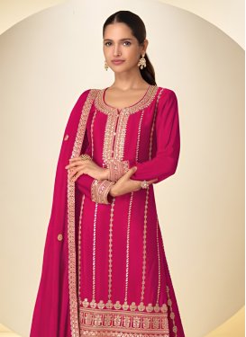 Chinon Palazzo Suit with Embroidered Work in Rose Pink