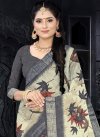 Beige and Grey Traditional Designer Saree For Casual - 1