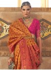 Orange and Rose Pink Woven Work Designer Contemporary Style Saree - 1