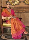 Orange and Rose Pink Woven Work Designer Contemporary Style Saree - 2