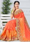 Winsome  Coral and Orange Traditional Saree For Bridal - 1