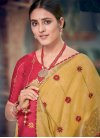 Mustard and Red Designer Traditional Saree - 1