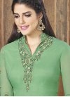 Enticing Faux Georgette Off White and Sea Green Beads Work Palazzo Style Pakistani Salwar Suit - 1