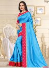 Light Blue and Rose Pink Art Raw Silk Trendy Classic Saree For Ceremonial - 1