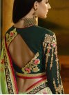 Satin Silk Embroidered Work Bottle Green and Mint Green Designer Traditional Saree - 2