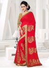 Faux Georgette Beads Work Contemporary Style Saree - 1