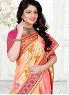 Peach and Rose Pink Lace Work Traditional Designer Saree - 2