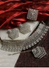 Attractive Diamond Work Alloy Silver Rodium Polish Jewellery Set For Festival - 1