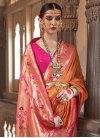 Orange and Rose Pink Woven Work Trendy Classic Saree - 1