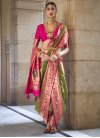 Olive and Rose Pink Silk Blend Designer Contemporary Style Saree - 1