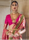 Olive and Rose Pink Silk Blend Designer Contemporary Style Saree - 2