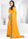 Embroidered Work Faux Chiffon Contemporary Style Saree For Festival - 2