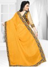 Embroidered Work Faux Chiffon Contemporary Style Saree For Festival - 1