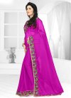 Staring Embroidered Work Faux Chiffon Black and Magenta Traditional Saree - 2