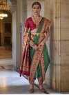 Rose Pink and Sea Green Woven Work Traditional Designer Saree - 2