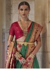Rose Pink and Sea Green Woven Work Traditional Designer Saree - 1
