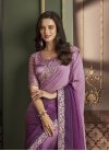 Purple and Violet Silk Georgette Traditional Designer Saree - 3