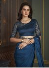 Embroidered Work Navy Blue and Teal Trendy Classic Saree - 4