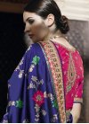 Banarasi Silk Embroidered Work Navy Blue and Rose Pink Contemporary Style Saree - 2