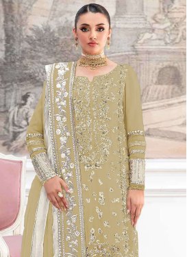 Gold Organza Embroidered Work Pakistani Suit for Women