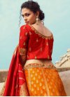 Orange and Red Silk Trendy Designer Lehenga Choli For Bridal - 1
