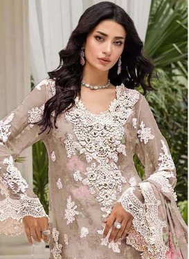 Digital Print Work Palazzo Suit For Ceremonial in Beige