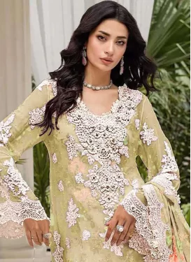 Chiffon Digital Print Work Palazzo Suit in Yellow