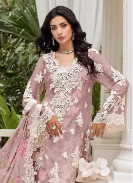 Digital Print Work Chiffon Palazzo Suit in Salmon for Festival