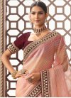 Beige and Maroon Embroidered Work Designer Traditional Saree - 1