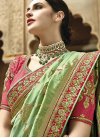 Mint Green and Rose Pink Trendy Classic Saree For Party - 1
