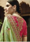 Mint Green and Rose Pink Trendy Classic Saree For Party - 2