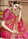 Banarasi Silk Lace Work Rose Pink and Salmon Contemporary Style Saree - 1