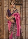 Purple and Rose Pink Jacquard Silk Designer Contemporary Saree - 1