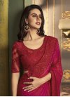 Red and Rose Pink Satin Georgette Designer Traditional Saree - 2