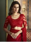Red and Rose Pink Satin Georgette Designer Traditional Saree - 1