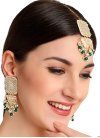 Alluring Gold Rodium Polish Diamond Work Gold and Green Earrings for Ceremonial - 1