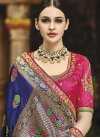 Captivating Navy Blue and Rose Pink Contemporary Saree For Party - 1